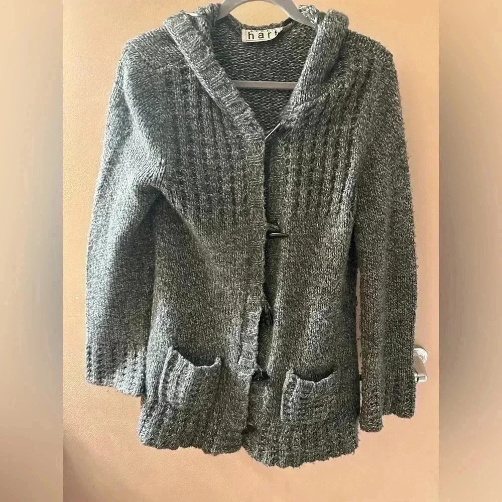 Keren Hart Long Sleeve Hooded Button Up Sweater Size Medium